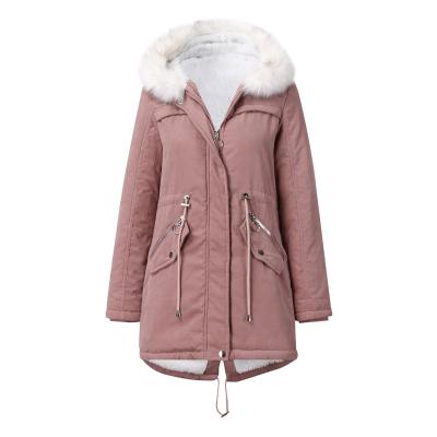 China Stylish winter hooded coat jacket waterproof women's two way bottom zipper stripper jacket makes you look tall and slim. for sale