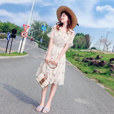 China Summer Women's Breathable Boho Floral Print Ruffle Neck Swing Long Square Beach Maxi Dress for sale