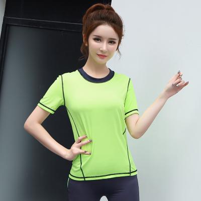 China QUICK DRY Workout Running T-Shirts For Women - Sport Fitness Yoga Tops V-Neck Shirt Women Exercise Gym Shirts for sale