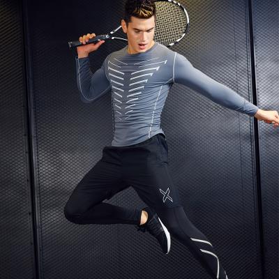 China Men's Compression 3Pcs Gym Clothing Men's Gym Sets Long Sleeve Top Jacket Pants Breathable Workout for sale