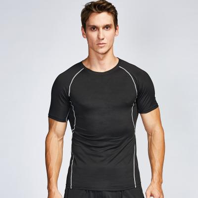 China Fashion Breathable Black Custom Breathable Polyester Fitness Sports T-shirt Summer Sportwear Men's Gym Plus Size T-shirts for sale