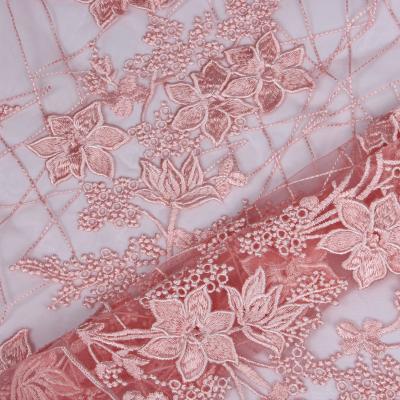 China Anti Pill Three Dimensional Mesh Embroidery Lace Fabric Wedding Dress Dress Clothing Water Soluble Manual for sale