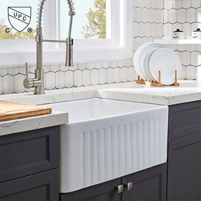 China Undermount Apron Front Farmhouse Bathroom Sink 75cm White Rectangular Modern for sale