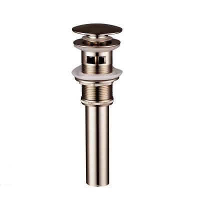 China Bathroom Sink Drain Pipe Fittings With Overflow Rose Gold Brass Push Button for sale