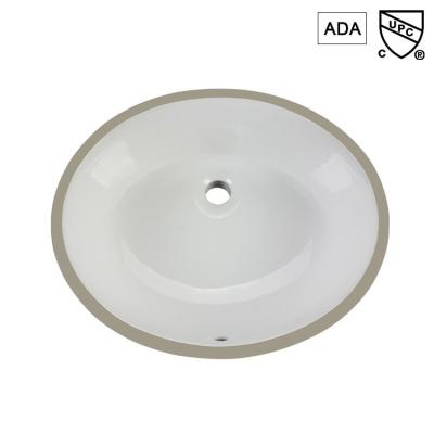 China White Modern Ada Bathroom Sinks Undermount Trough Oval Ceramic 15 Inch for sale