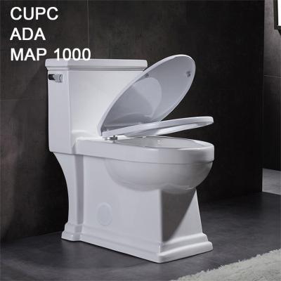 China Siphon One Piece Dual Flush Comfort Height Toilet Round Bowl 112lbs for sale