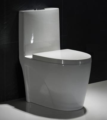 China Low Profile One Piece Elongated Toilet Commode Fully Glazed Siphon Jet Flush for sale