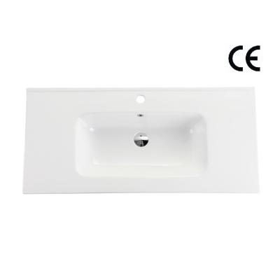 China Flat Vessel Ceramic Vanity Sink 760MM Modern Bathroom Single Hole for sale