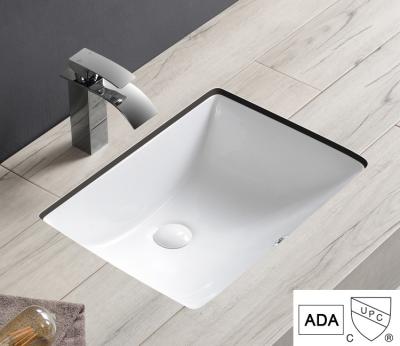 China Ada Compliant Undermount Bathroom Sink Rectangle Soft Curve Inside Ceramic for sale