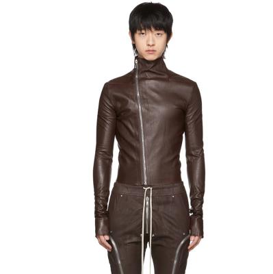 China Breathable Custom Offset Zipper Closure Leather Jacket Plus Size Mens Outdoor Jacket for sale