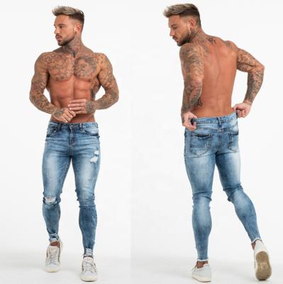 China Breathable China Wholesale Washed Blue Distressed Plus Size Mens Jeans Mens for sale