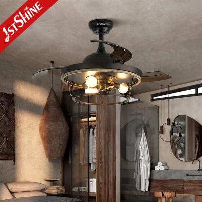 China Farmhouse Industrial Flush Mount Black Ceiling Fan For Living Room Bedroom Kitchen for sale