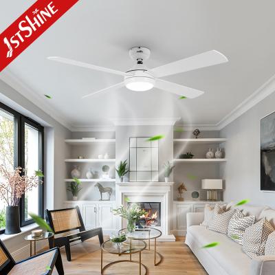 China Dc Motor 6 Speeds Remote Control White Ceiling Fan With 4 MDF Blades for sale