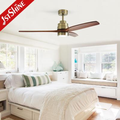 China Quiet DC Motor Indoor Decorative Solid Wood Ceiling Fan With Light For Smart Home for sale