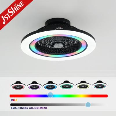 China Ventilador sin cuchillas de dormitorio con luz RGB Smart APP negro moderno de pequeño tamaño multicolor en venta