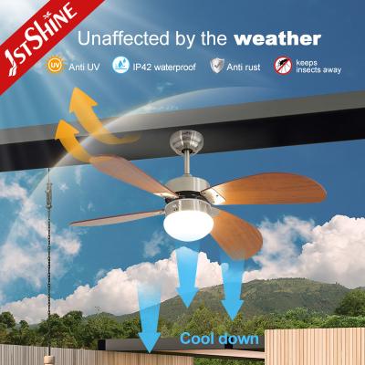 China IP42 Outdoor Ceiling Fan For Waterproof Plywood Blade Remote Control for sale