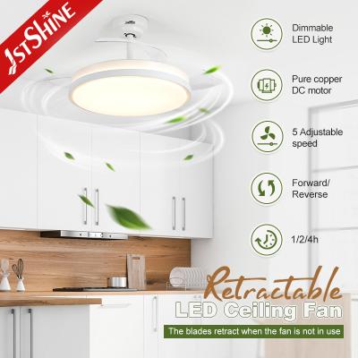 China Ventilador de techo LED invisible con control de 5 velocidades para luz de ventilador de techo retráctil en venta