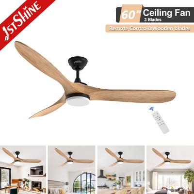 China 3 Wood Blade Ceiling Fan With Led Dimmable Light Hotel Decorative Indoor for sale