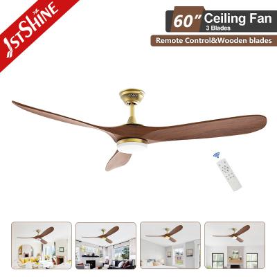 China Modern Europe Style Ceiling Fan With Led Light Villa Ac Dc 3 Blade Wooden for sale