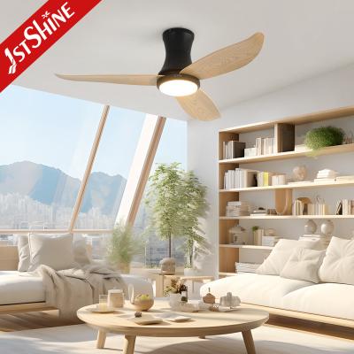 China 3 Plastic Blade 6 Speed Remote Control Low Ceiling Flush Mount led Ceiling Fan With Light for sale