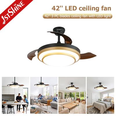 China 42'' Retractable Ceiling Fan With Dimmable LED Light Amd DC Motor for sale