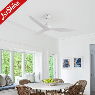 China 52 Inches Low Noise Dc Motor Plastic White Ceiling Fan Without Light Modern for sale