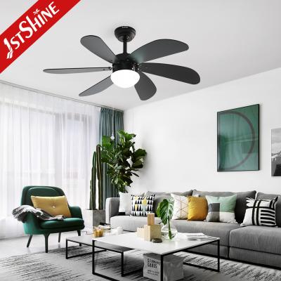 China Wall Control 42 Inch LED Ceiling Fan With 6 Black MDF Blades Pull Chain Style AC Motor for sale