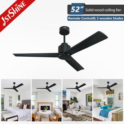 China Contemporary Black Solid Wood Ceiling Fan 52