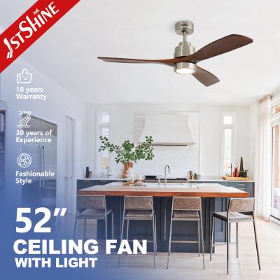 China Wood Ceiling Fan Light Satin Nickle Body 3 Blades Quiet Dc Motor for sale