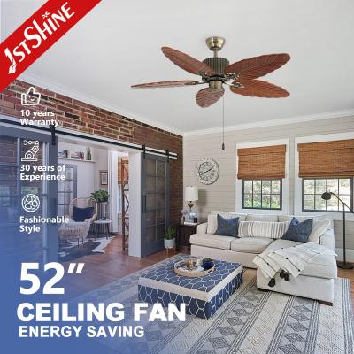 China 52 Inch Wood Blade Classic Ceiling Fans Pull Chain Control Mulit Color for sale