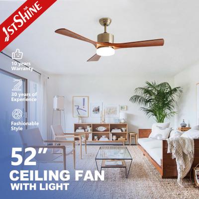 China Decorative LED Light Solid Wood Ceiling Fan With 5 Speed Remote Control for sale