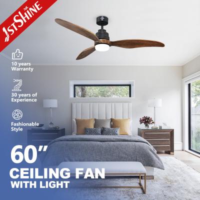 China Bedroom Comfortable 3 Blade Wood Ceiling Fan 60 Inch Remote Control for sale