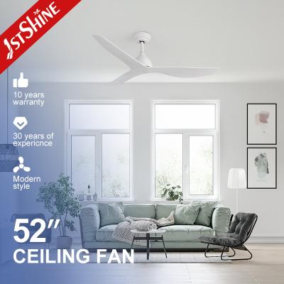 China 52 Inches Low Noise Dc Motor Plastic White Ceiling Fan Without Light Modern for sale