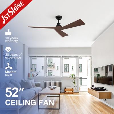 China Lower Noise Sleek Black Ceiling Fan with Dark Wood Grain Blades and Remote Control Switch Type for sale