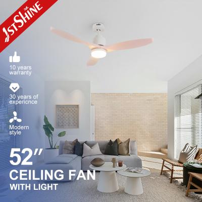 China Pink Low Profile ABS Plastic Blade Ceiling Fan With LED Light Remote Control for sale