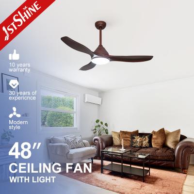 China 48in Plastic LED Ceiling Fan 220V 50HZ With Wood Grain Blades for sale