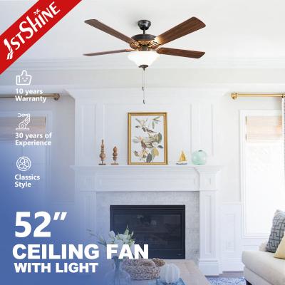 China Retro Ceiling Fan Trending New 5 MDF Blades With Lights Traditional Pull Chain for sale