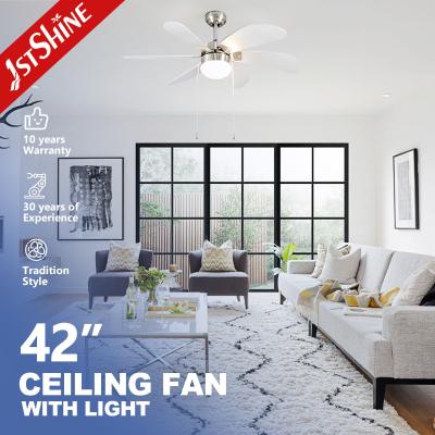 China 42 Inch 6 MDF Blades Modern Pull Chain Ceiling Fan With Light for sale