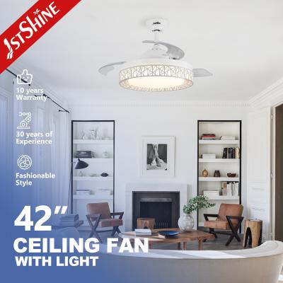 China 3 Speeds 42 Inch Retractable Ceiling Fan Light With Bluetooth Speaker for sale