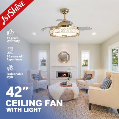 China 4000K 6000K Retractable Blade Ceiling Fan Chandelier Color Changing for sale