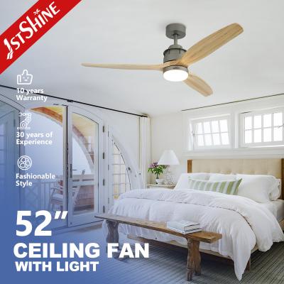 China 52 Inch Bldc Remote LED Ceiling Fan 3 Natural Solid Wood Blades for sale