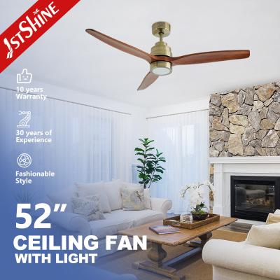 China Quiet DC Motor Indoor Decorative Solid Wood Ceiling Fan With Light For Smart Home for sale