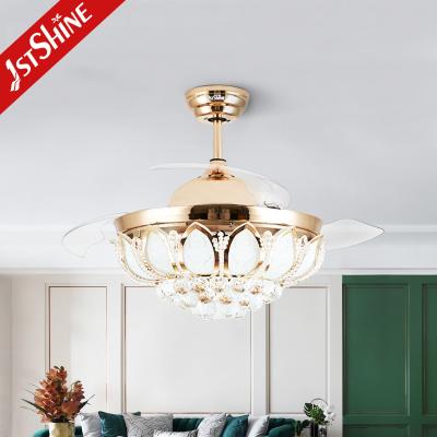 China 42 Zoll-Crystal Retractable Ceiling Fan Light-Metallkupfer ABS Blatt zu verkaufen