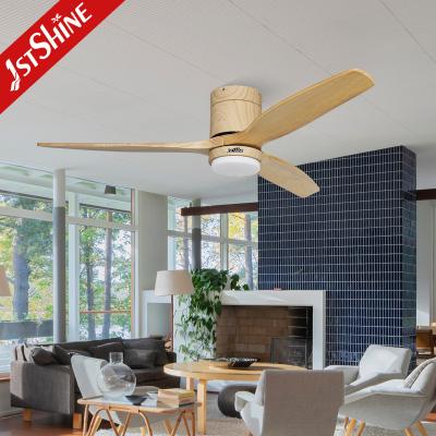 China Energy Saving 52in Flush Mount LED Ceiling Fan With Solid Wood Blades for sale