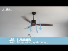 3 Solid Wooden Blades Dc Motor Ceiling Fan With Remote Control