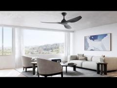 52“ Matte Black DC Ceiling Fan Sleek ABS Blades Remote Control