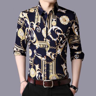 China Anti-pilling Custom Slim Fit Long Sleeve Cotton Print Shirt For Men for sale