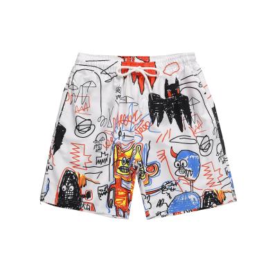 China Fashion Summer Fashion Anti-wrinkle White Drawstring Custom Casual Men's Graffiti Shorts Men's Casual Shorts Hot Products for sale