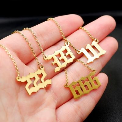 China Personalized Women Gold Plated Chain Necklace by 111-999 Angel Number Punk for sale