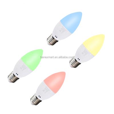 China Benexmart 4pcs E27 RGBCW Tuya WIFI 5w Music Candle Home Light Bulb Compatible with Amazon Echo Alexa Smart Bulbs for sale